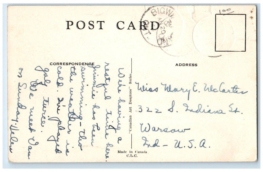 c1930's The Rotunda Bigwin Inn Lake Of Bays Ontario Canada Vintage Postcard