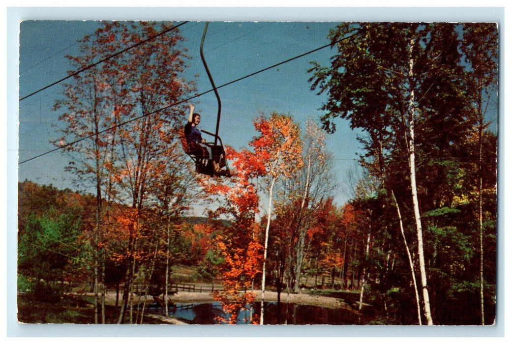 c1960s Riding Aerial Chairlfit Mt. Sunapee State Park New Hampshire NH Postcard