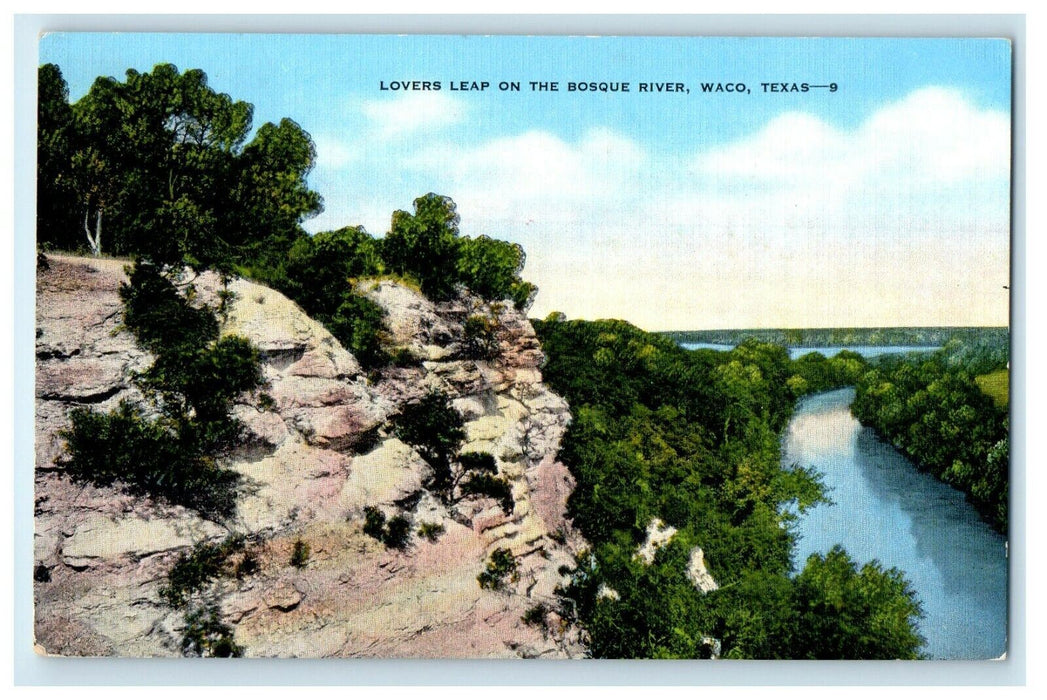 View Of Lovers Leap On The Bosque River Waco Texas TX Vintage  Postcard