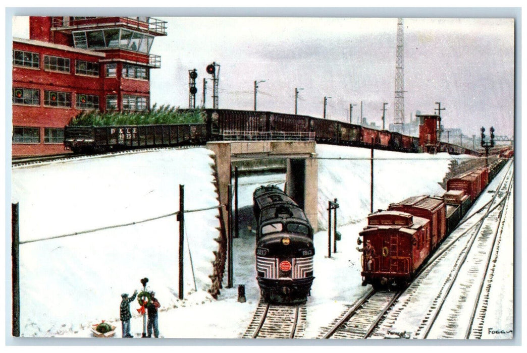 Christmas Season Arrives Gateway Yard Pittsburgh & Lake Erie Railroad Postcard