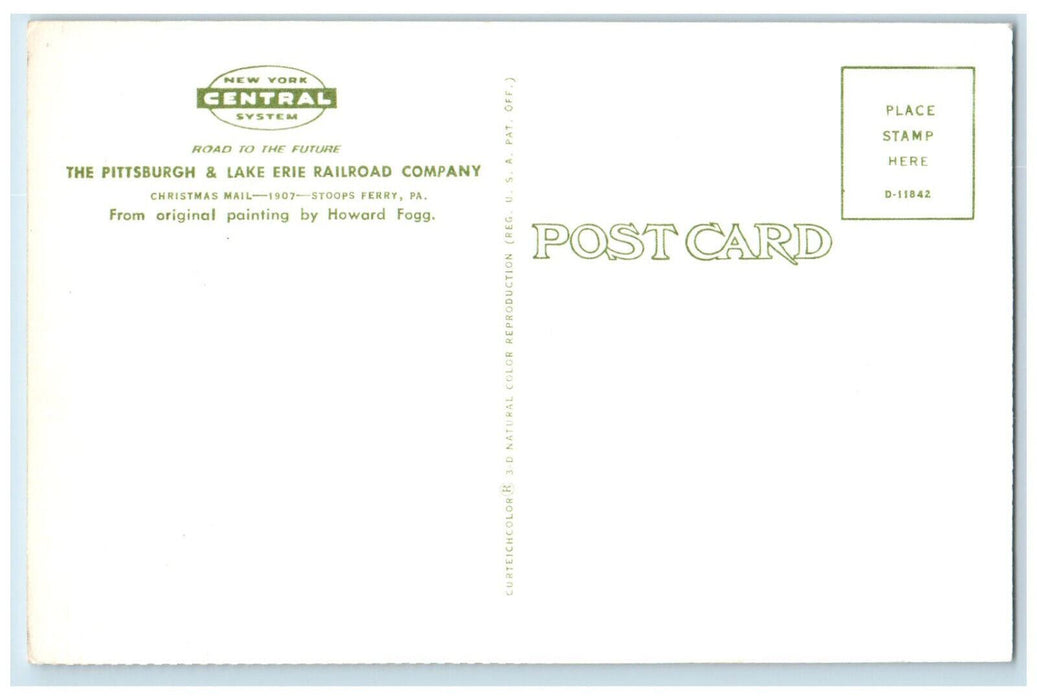 Christmas Mail 1907 Stoops Ferry PA Pittsburgh & Lake Erie Railroad Postcard