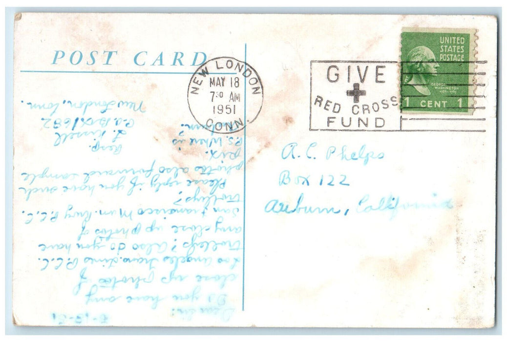 1951 Durham And Southern Railway Company Commerce Says New London CT Postcard