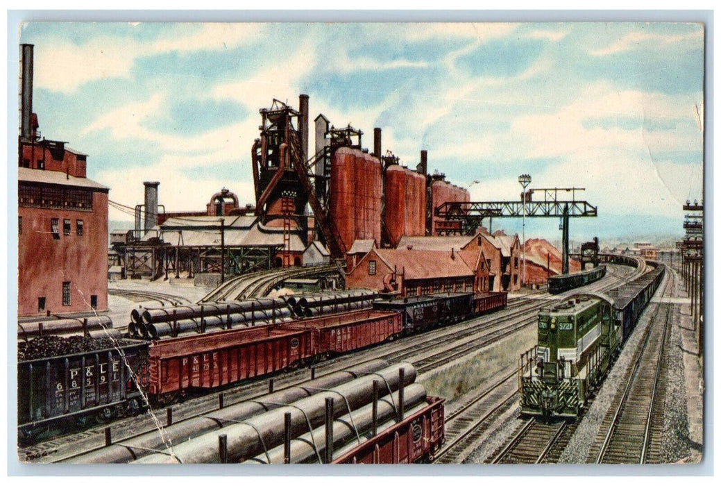 Blast Furnaces National Tube Division Train Railroad McKeesport PA Postcard