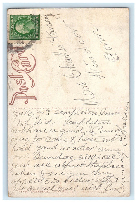 1913 Templeton Common Looking North Templeton Massachusetts MA Antique Postcard