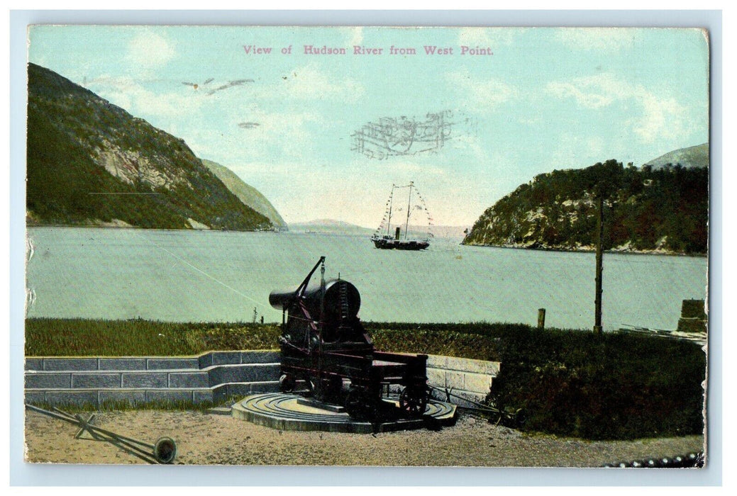 1908 View Of Hudson River Boat From West Point New York NY Antique Postcard
