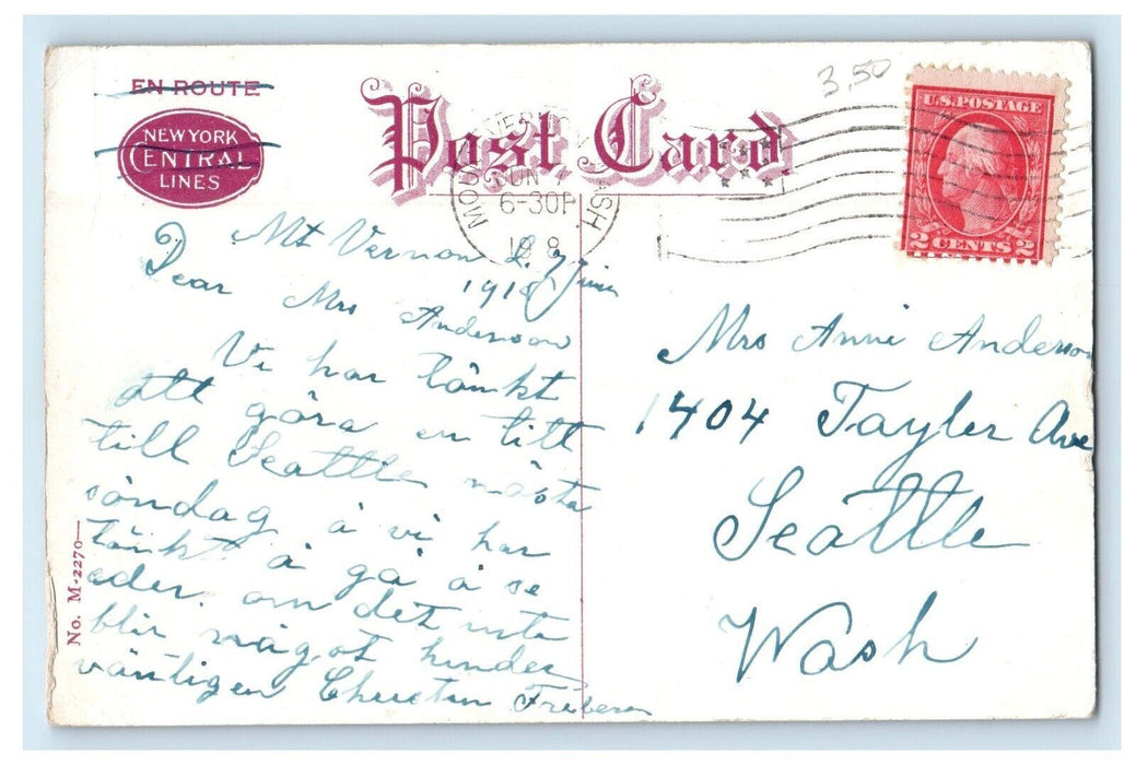 1908 View Of Hudson River Boat From West Point New York NY Antique Postcard