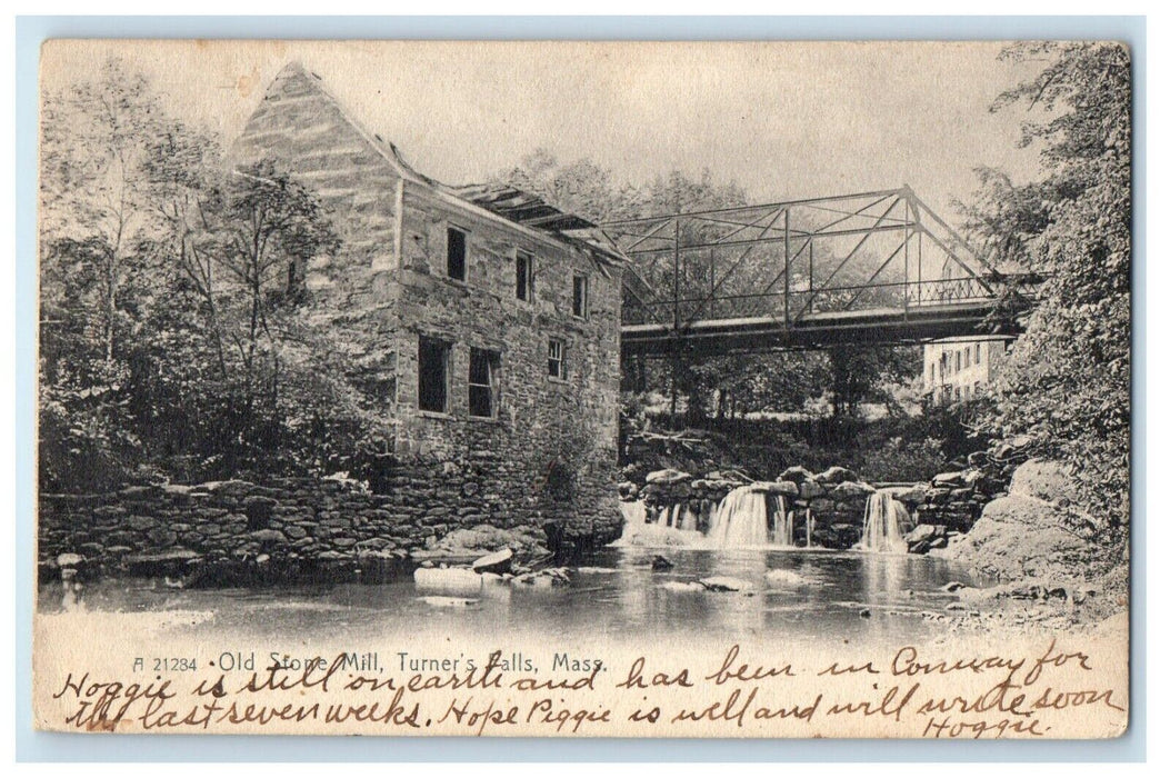 1908 Old Stone Mill Turners Falls Massachusetts MA Posted Antique Postcard