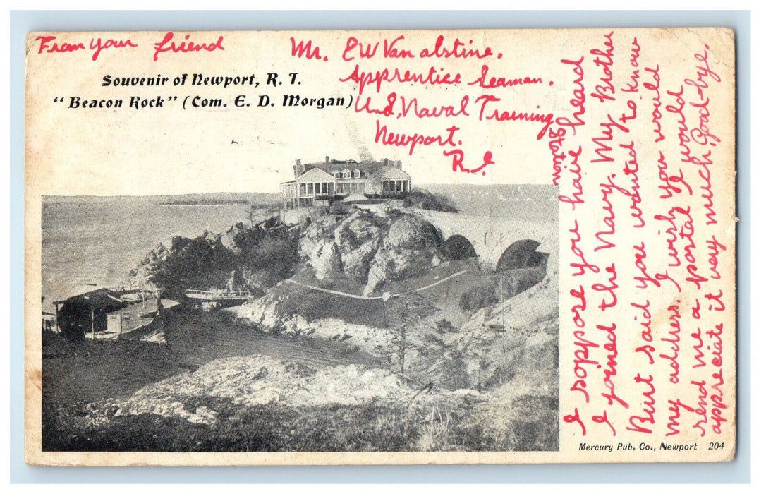 1901 "Beacon Rock" Souvenir of Newport Rhode Island RI PMC Posted Postcard