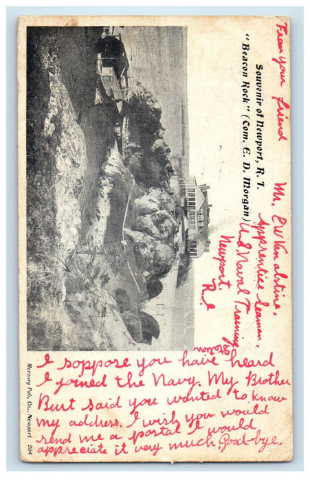 1901 "Beacon Rock" Souvenir of Newport Rhode Island RI PMC Posted Postcard