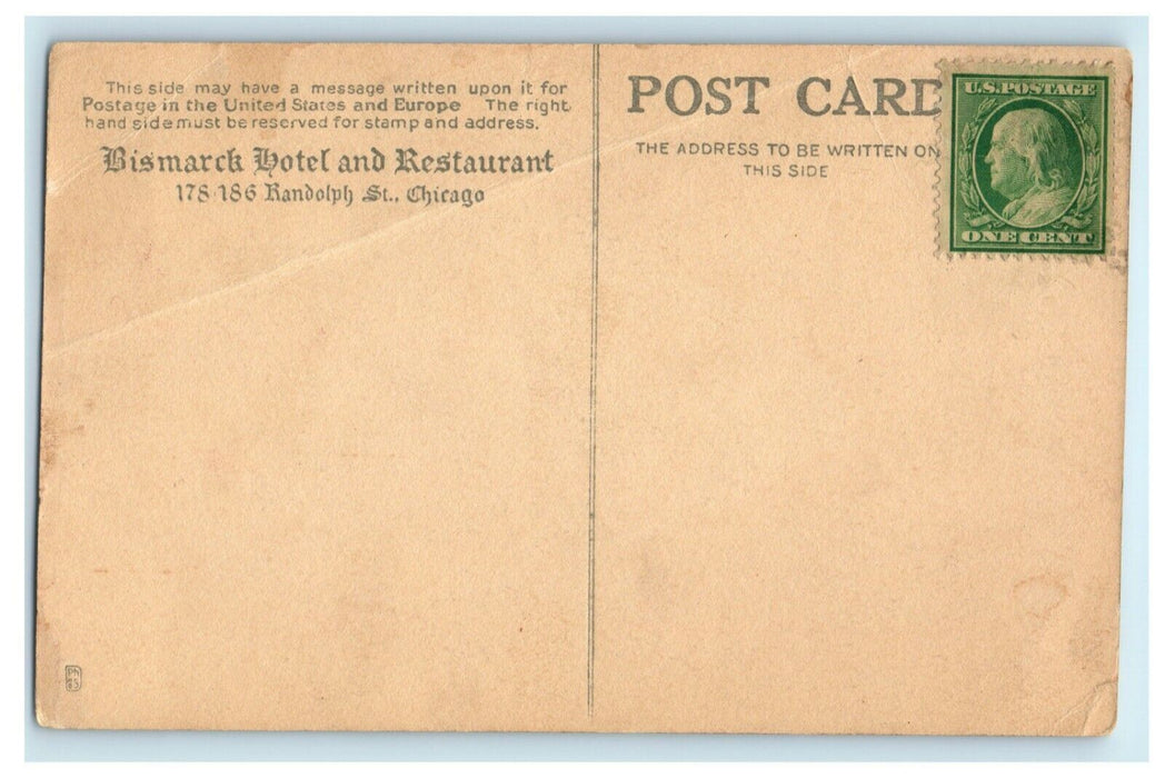 Bismarck Hotel and Restaurant Chicago Illinois IL Portrait Postcard