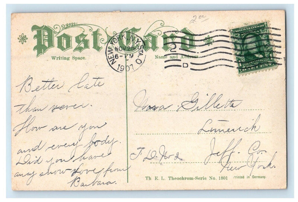 1907 Greetings From New York NY, Multiview Posted Antique Postcard