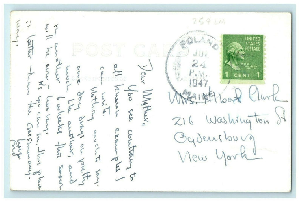 1947 Summit Springs Hotel Poland Maine ME Music Room RPPC Photo Postcard