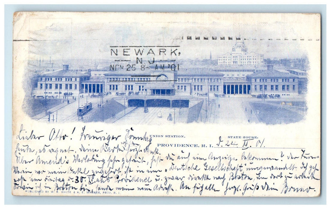 1901 Union Station & State House, Providence Rhode Island RI PMC Postcard