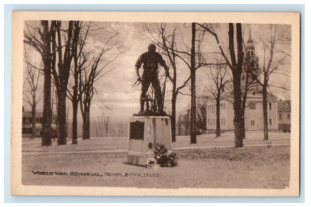 c1910's World War Memorial Templeton Massachusetts MA Unposted Antique Postcard