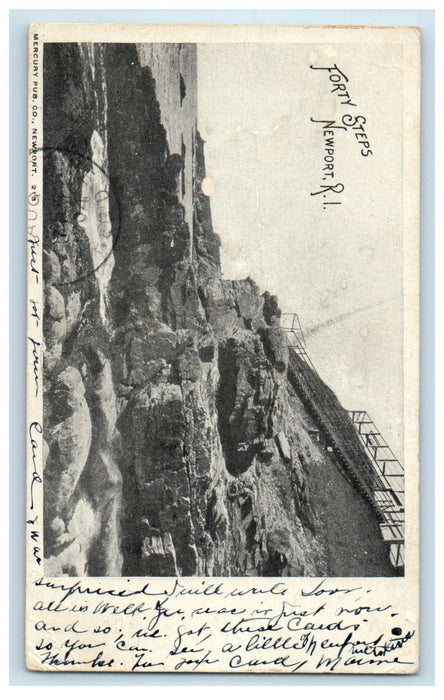 1904 Forty Steps Newport Rhode Island RI Antique Posted PMC Postcard