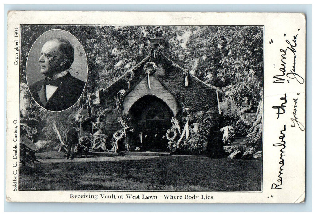 1905 Recieving Vault at West Lawn Remember the Maine PMC Posted Postcard