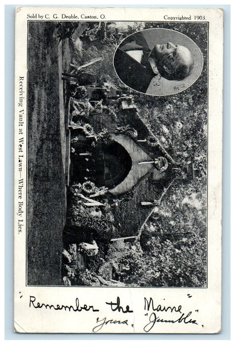 1905 Recieving Vault at West Lawn Remember the Maine PMC Posted Postcard