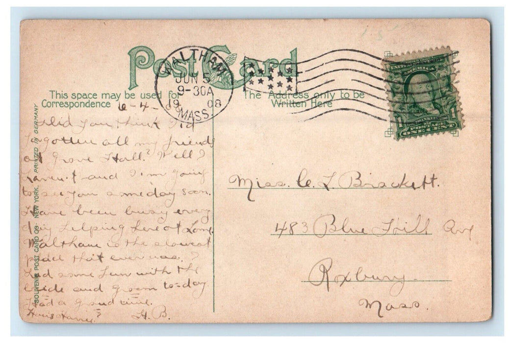 1908 Miss Warren's Garden Waltham Massachusetts MA Posted Antique Postcard
