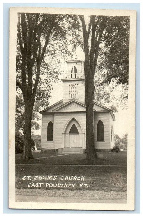 c1940's St. John's Church East Poultney Vermont VT Vintage RPPC Photo Postcard