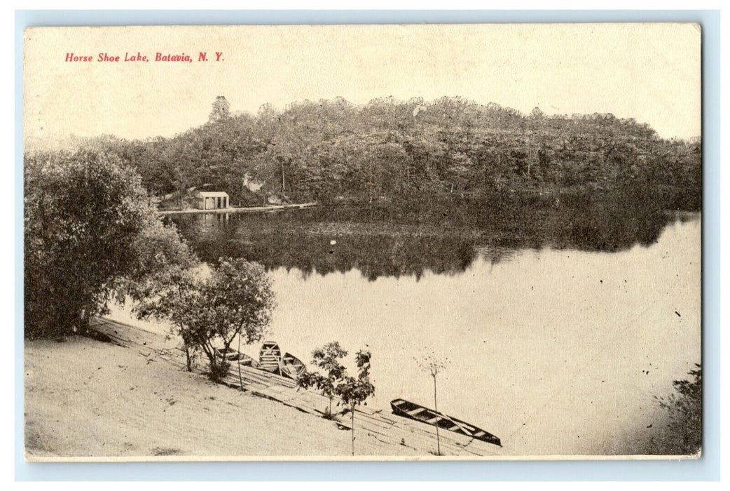 1909 Horse Shoe Lake Batavia New York NY Posted Antique Postcard