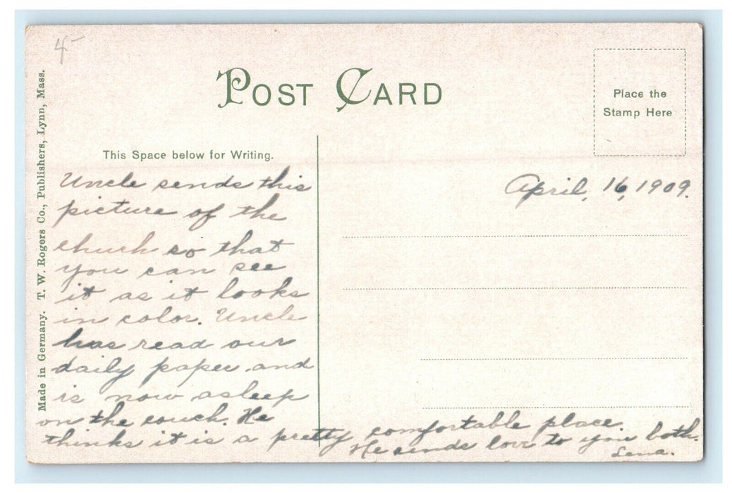 1909 Washington St. Baptist Church Lynn Massachusetts MA Antique Postcard