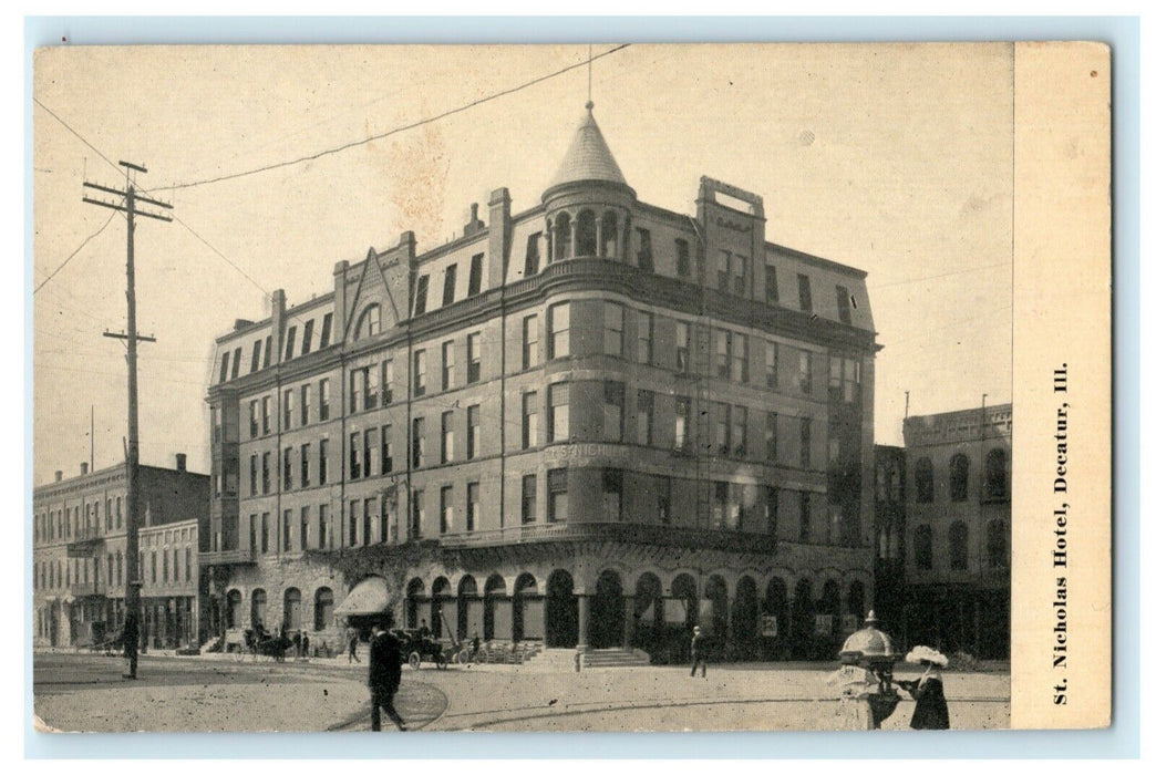 c1910 St. Nicholas Hotel Decatur Illinois IL Unposted Antique Postcard
