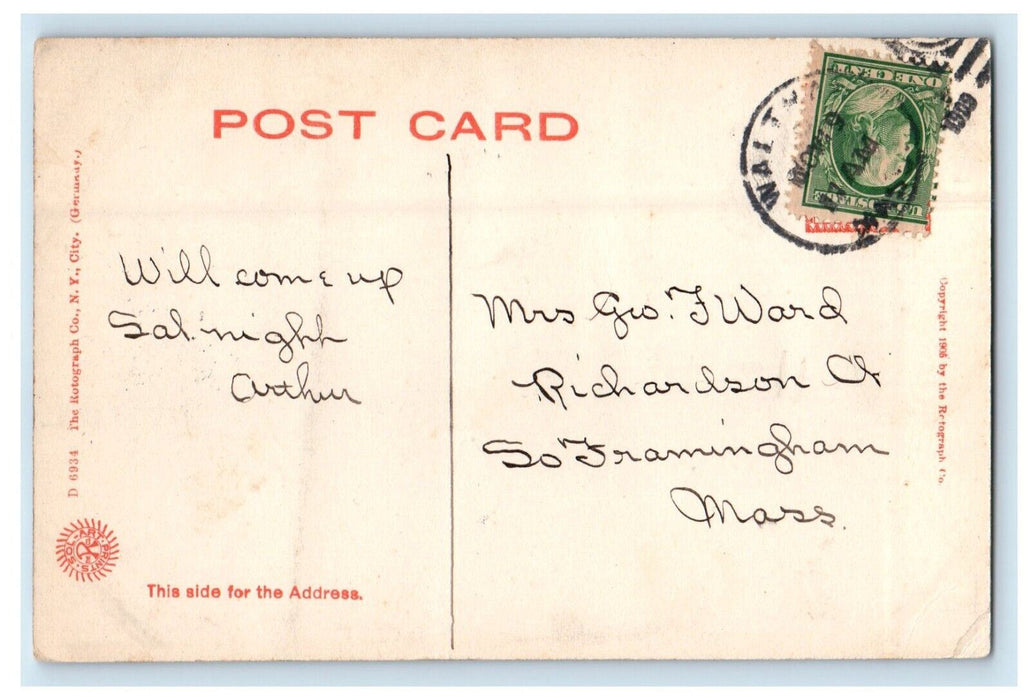 1909 Norumbega Tower Waltham Massachusetts MA Posted Antique Postcard