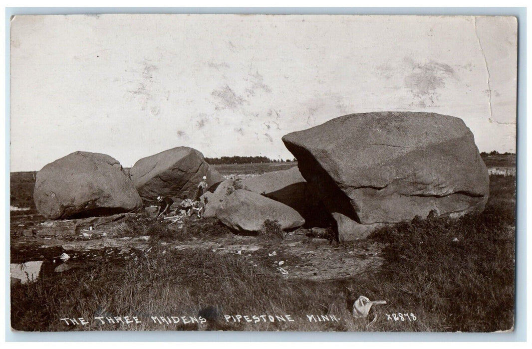 1925 The Three Maidens Pipestone Minnesota MN RPPC Posted Photo Postcard