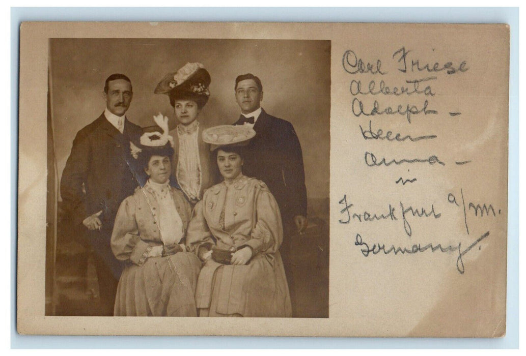 Victorian Hat Dress Frankfurt Germany Studio Portrait RPPC Photo Postcard