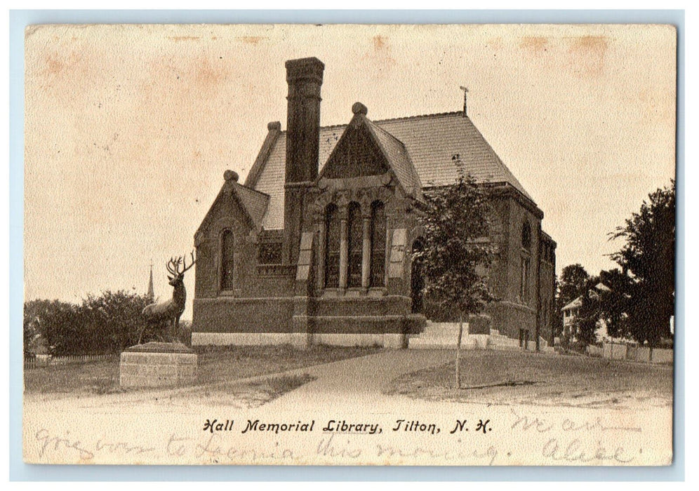 1907 Hall Memorial Library, Tilton New Hampshire NH Antique Postcard