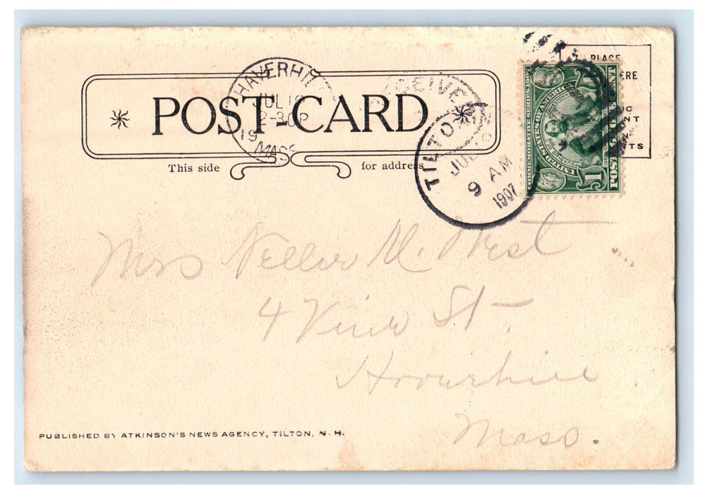 1907 Hall Memorial Library, Tilton New Hampshire NH Antique Postcard