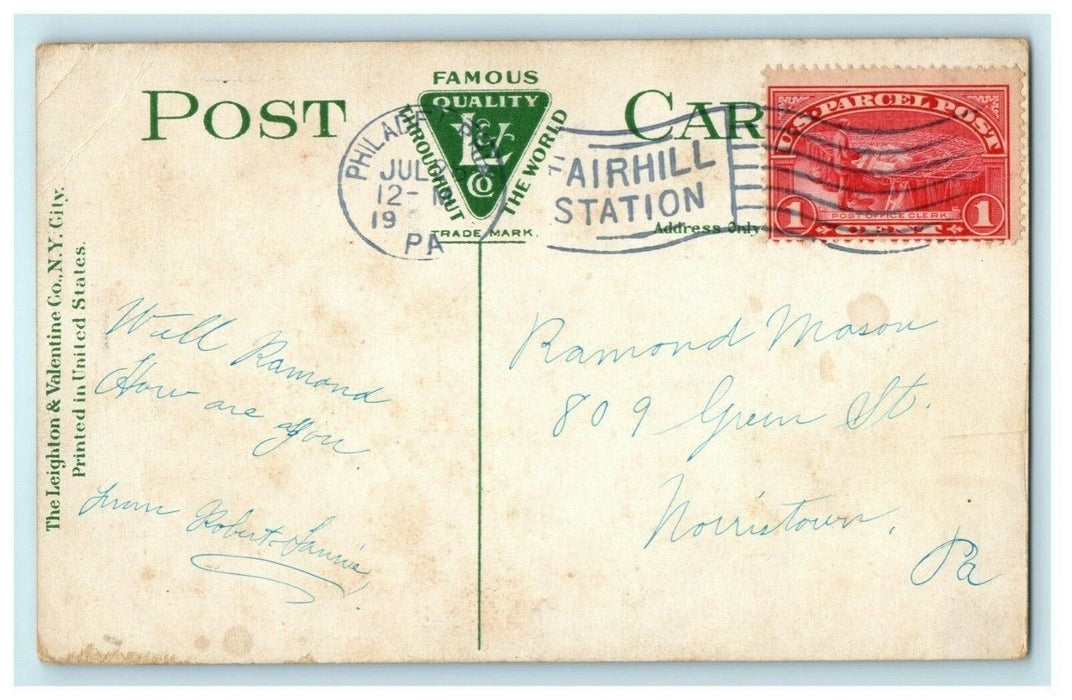 c1910 Philadelphia Reading Railroad Bridge Wissahickon PA #Q1 Stamp Postcard