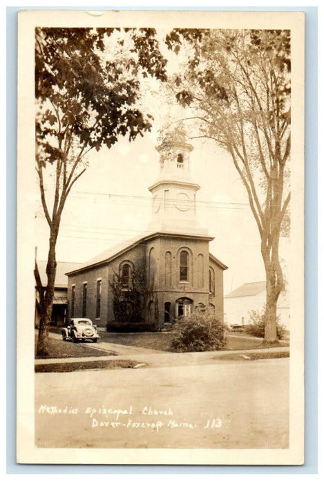 1942 Methodist Episcopal Church Dover-Foxcroft Maine ME RPPC Photo Postcard