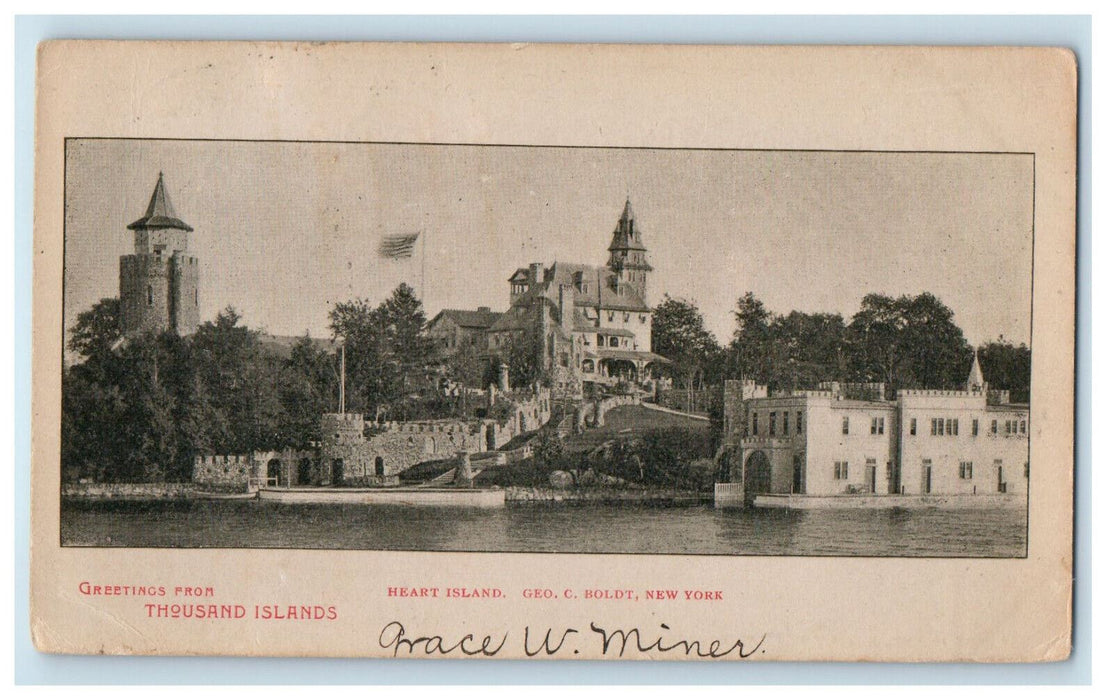 c1900s Heart Island, Greetings from Thousand Islands New York NY PMC Postcard