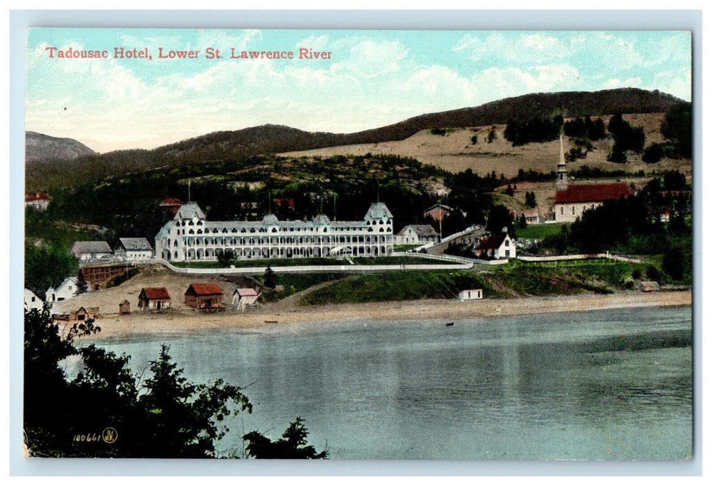 c1910s Tadousac Hotel, Lower St. Lawrence River Canada Antique Postcard