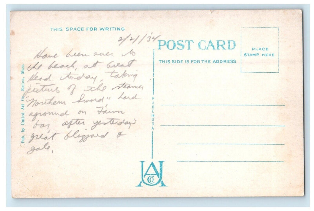 1934 The Boulevard And Beach From Highlands Winthrop Massachusetts MA Postcard