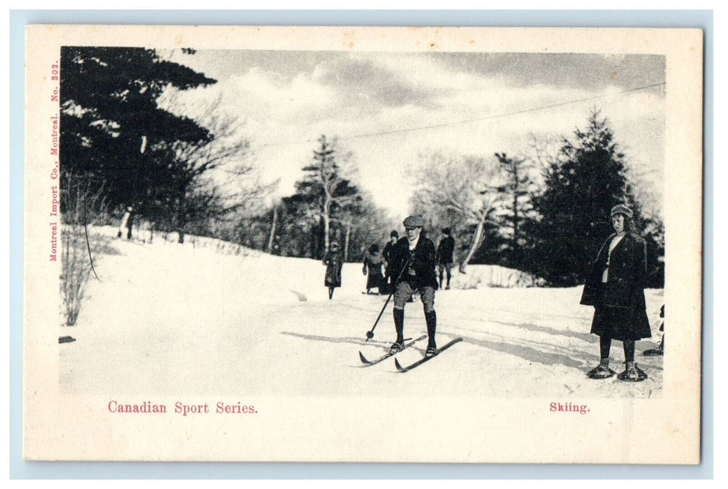 c1940s Canadian Sport Series "Skiing" Montreal Quebec Canada Postcard