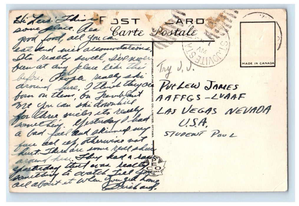 1944 Sugar Peak Trail, Gray Rocks Inn St. Jovite PQ Canada Vintage Postcard