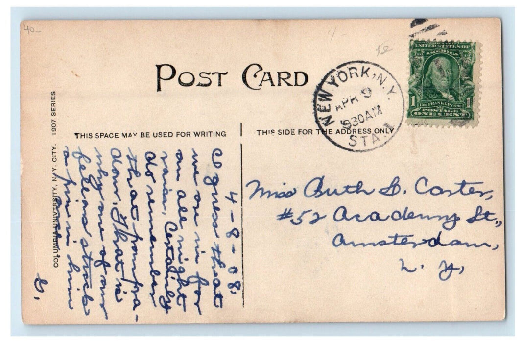 1908 Columbia University Building From 116th Street NY RPPC Photo Postcard