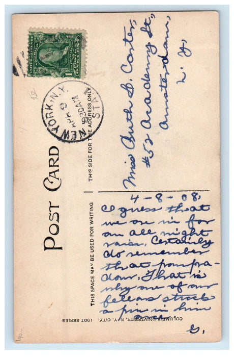 1908 Columbia University Building From 116th Street NY RPPC Photo Postcard