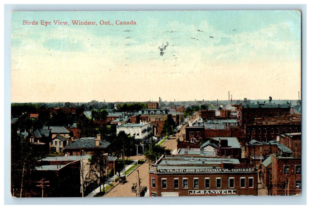c1910 Bird's Eye View of Buildings, Windsor Ontario Canada CA Postcard