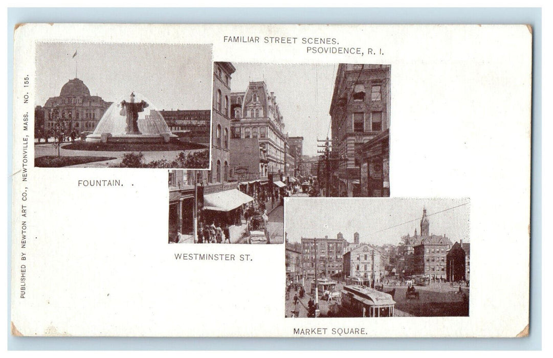 c1900s Familiar Street Scenes, Providence Rhode Island RI PMC Unposted Postcard