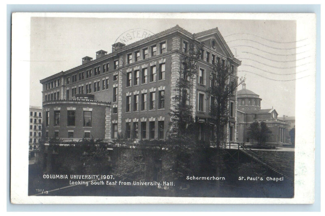Columbia University Looking South East University Hall NY RPPC Photo Postcard