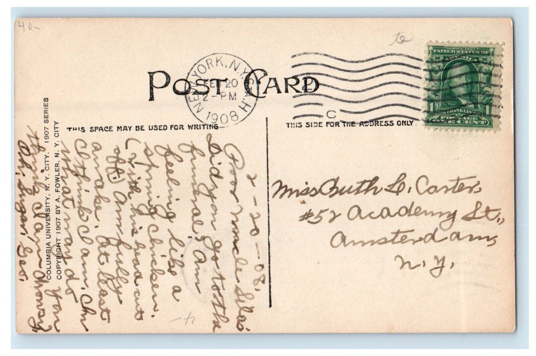 Columbia University Looking South East University Hall NY RPPC Photo Postcard