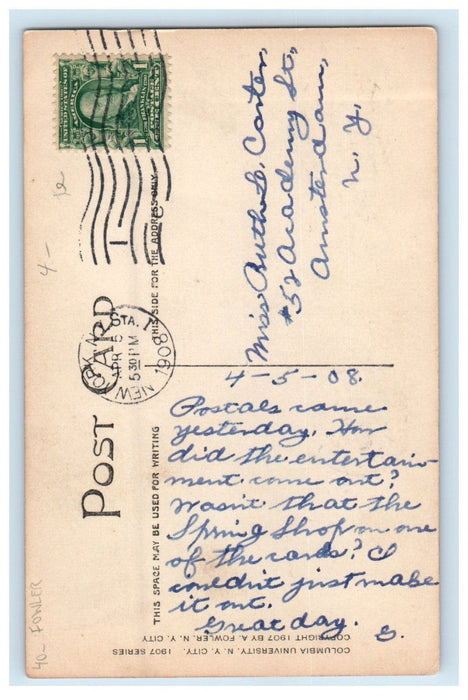 1908 Hartley Columbia University Hamilton Class Fowler NY RPPC Photo Postcard