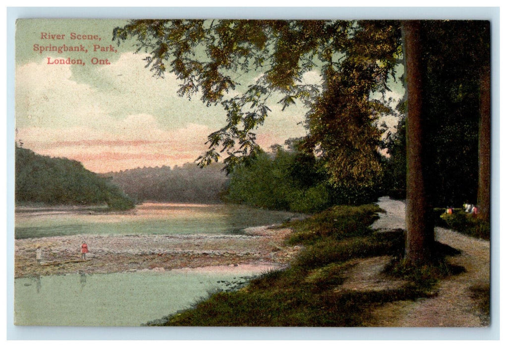 1909 River Scene Springbank Park London Ontario Canada CA Postcard