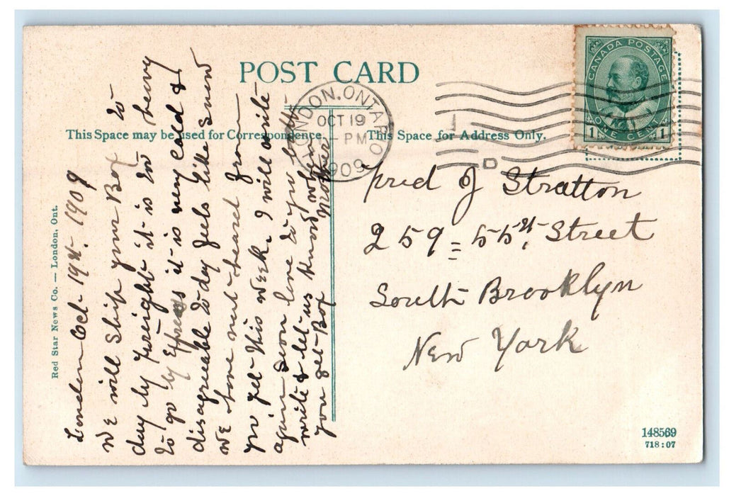 1909 River Scene Springbank Park London Ontario Canada CA Postcard