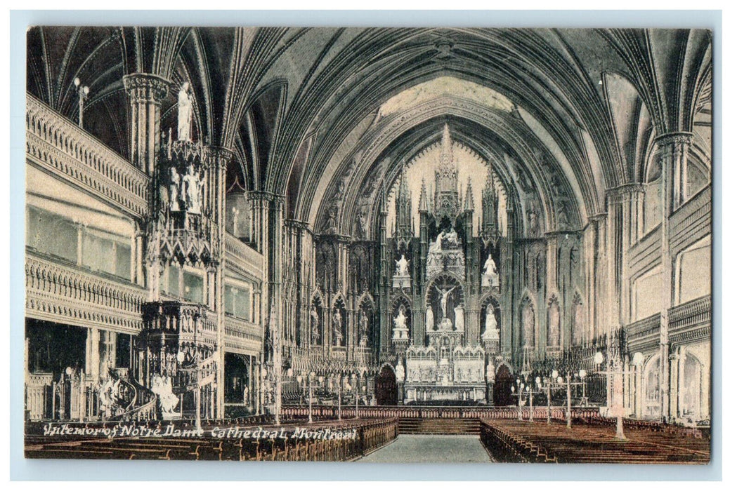 c1910 Interior of Notre Dame Cathedral Montreal PQ Canada Antique Postcard