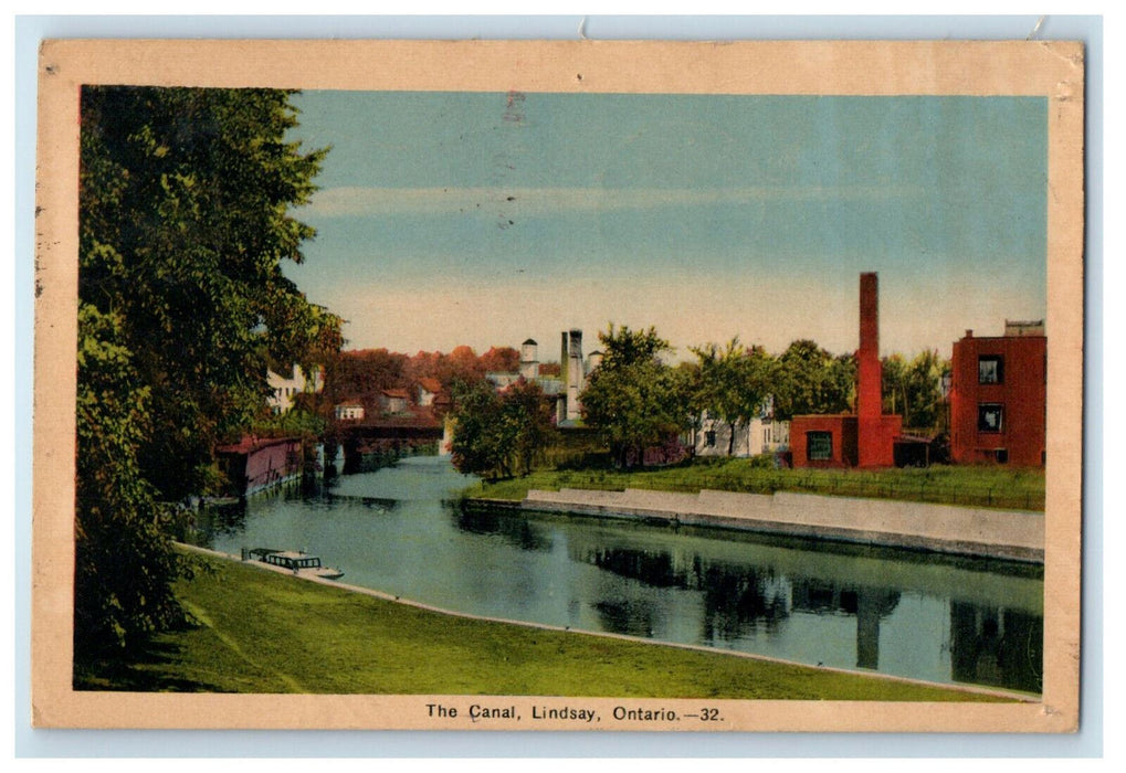 1940 The Canal Lindsay Ontario Canada CA Vintage Posted Postcard