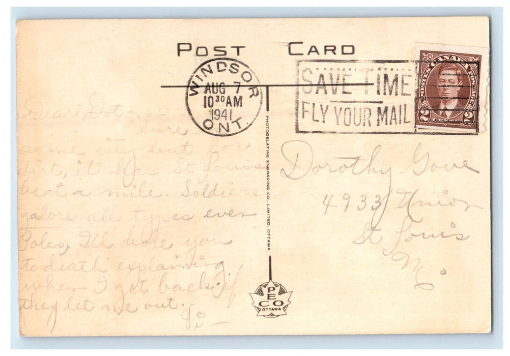 1941 Multiview of St. Mary's Windsor Ontario Canada CA Cancel Postcard